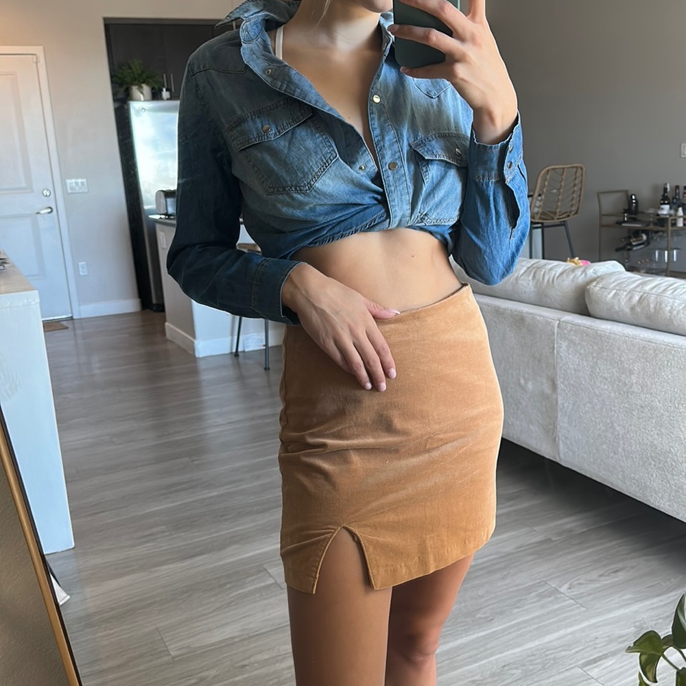 Camel brown corduroy skirt